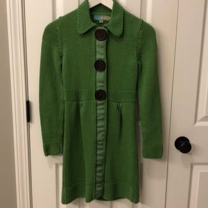 Green tunic cardigan with buttons